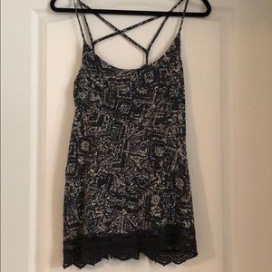 Navy Blue and Cream Tank Top